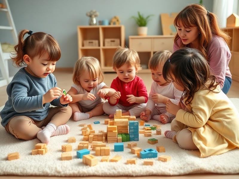 Children building with blocks during a play-based inquiry session with their educator